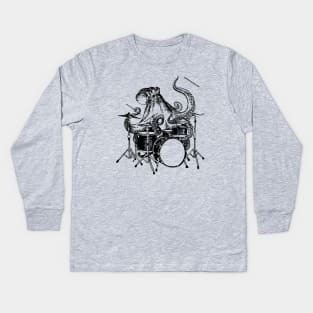 SEEMBO Octopus Playing Drums Drummer Drumming Band Kids Long Sleeve T-Shirt